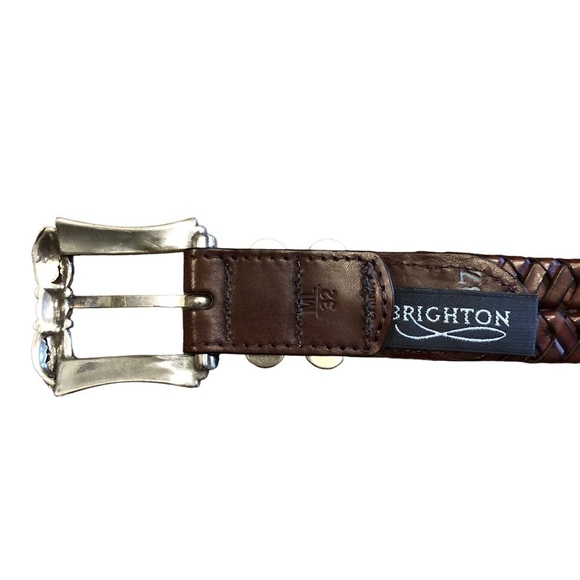 Brighton Brown Braided Leather Belt with Gold Buckle - Picture 3 of 11